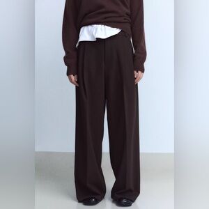 Zara Brown Wide-Leg Pants